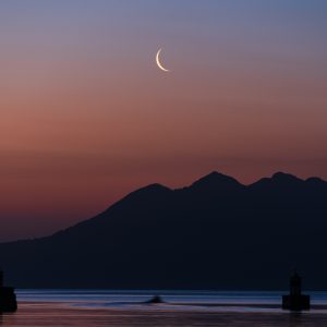 Waning Crescent Moon at Dawn