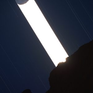 Earthshine Moon Trail Above Mount Inici