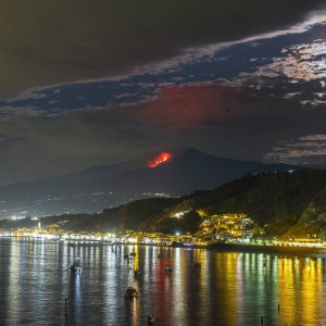 Star Trail Over Mount Etna