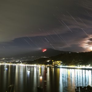 Star Trail Over Mount Etna