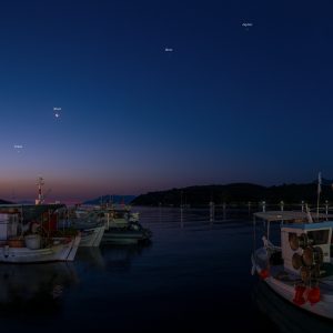 Planet Parade And The Crescent Moon During Dawn
