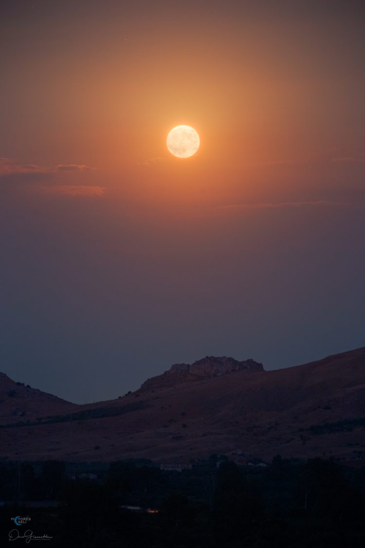 Super Moon on a Sicilian Countryside