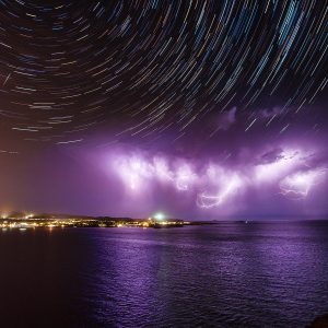A Thunderstorm During the Perseids Peak Night