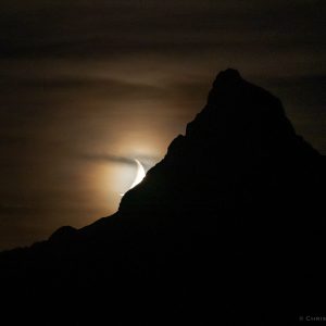 Crescent Moon Behind the Austrian Alps