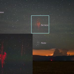 Red Sprite Above the Pleiades