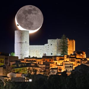 Earthshine Moon Above Salemi Castle