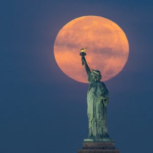 Harvest Full Moon and Lady Liberty