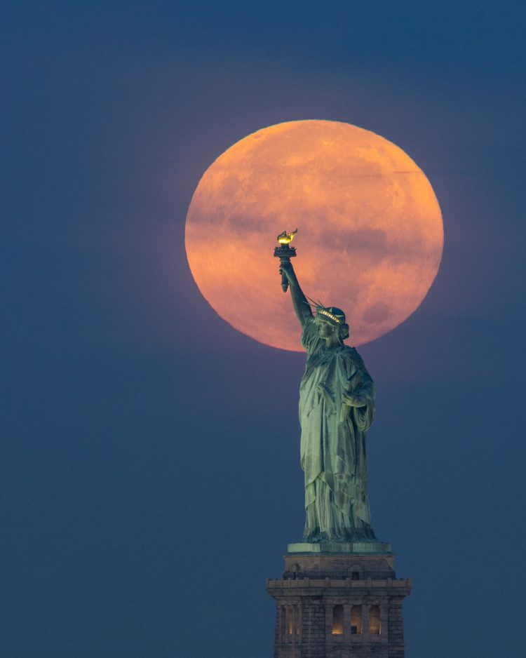 Harvest Full Moon and Lady Liberty