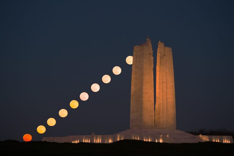 Moon Rising on Canadian Monument