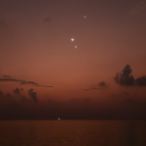 Moon, Venus, and Jupiter from Thoddoo Island
