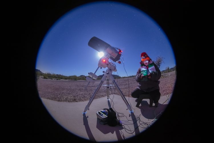 Waning Gibbous Moon, Me, and Night Sky