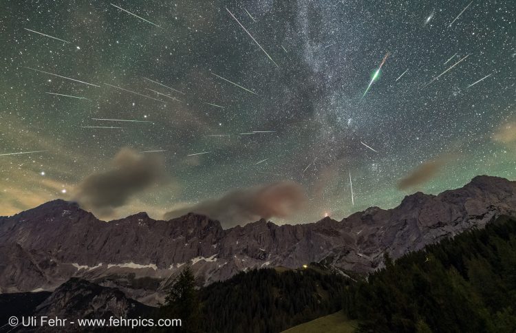 Perseid Meteor Shower Above Dachstein Glacier