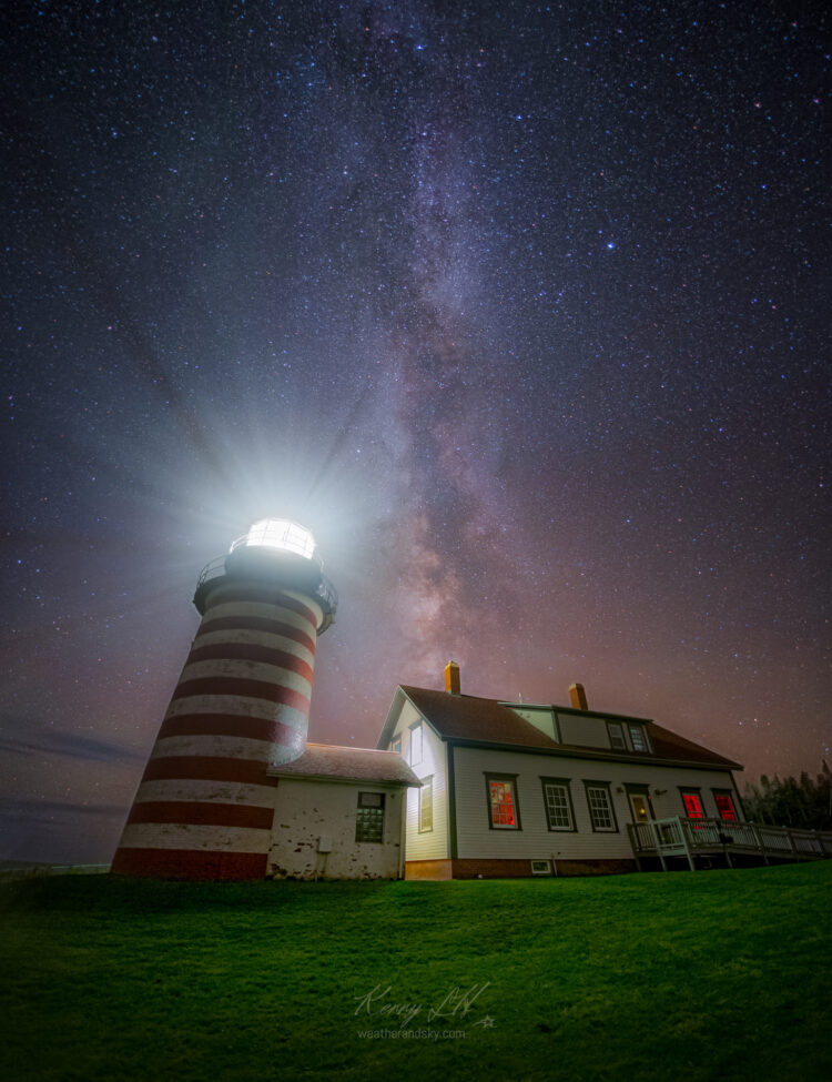 The Night Sky and a Picturesque Lighthouse
