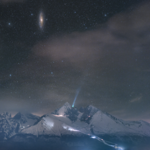 Comet and Galaxy Over High Tatras