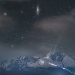 Comet and Galaxy Over High Tatras