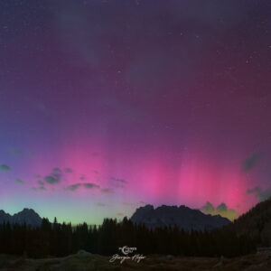 Aurora Over Dolomites