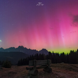 Aurora Borealis Over Dolomites