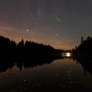 Perseid Meteor Over the Lake