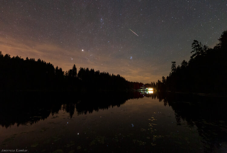 Perseid Meteor Over the Lake