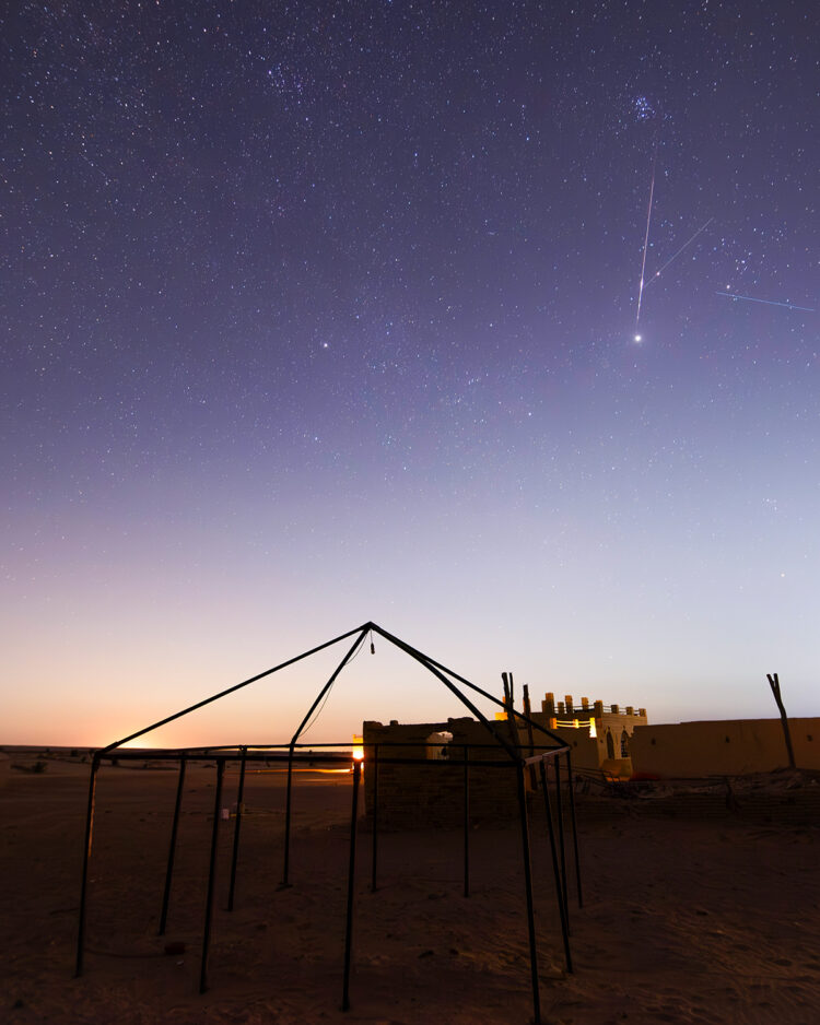 Pleiades, Jupiter, and a Perseid