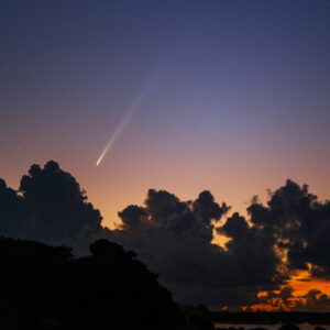 Comet and the Moon Above Vieques