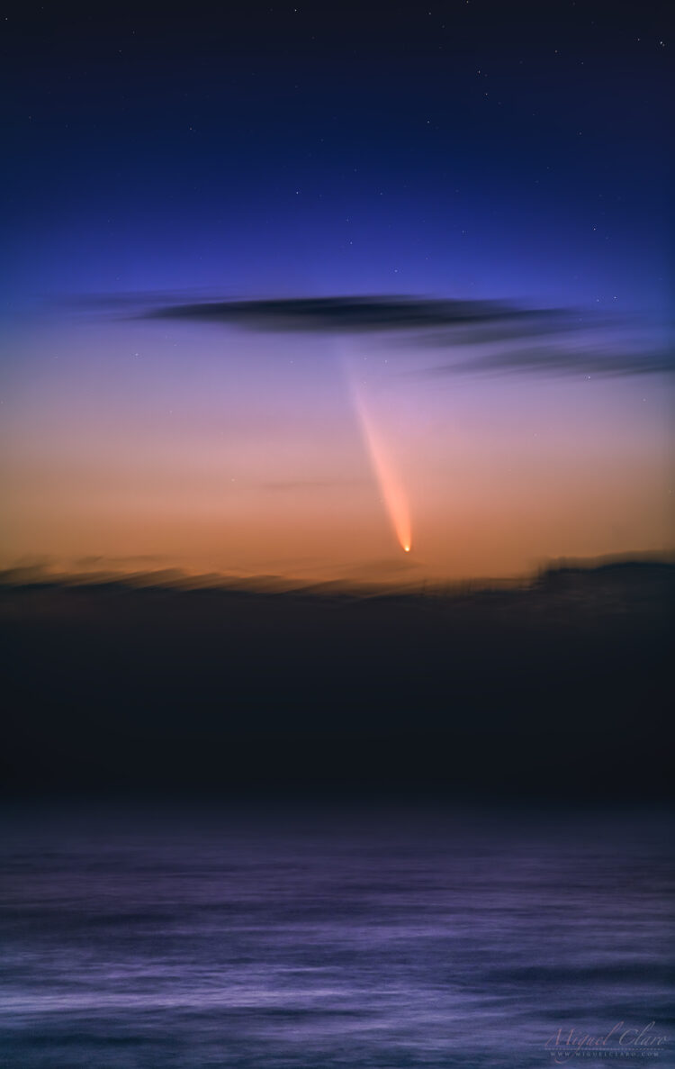 Comet A3 Atlas Above Atlantic Ocean