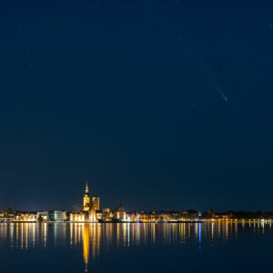 Moonlit Night With Comet