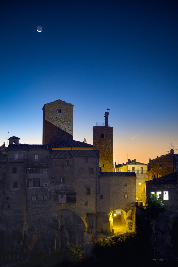 T-A Comet Above Medieval Village