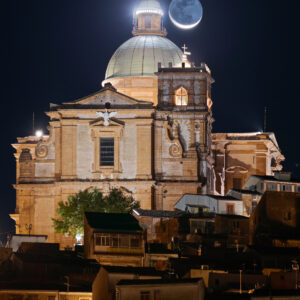 Earthshine Moon Above the Basilica