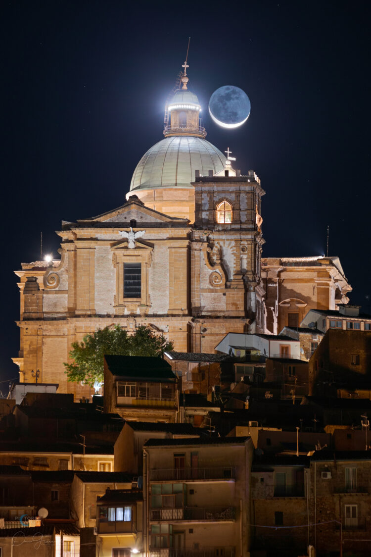 Earthshine Moon Above the Basilica