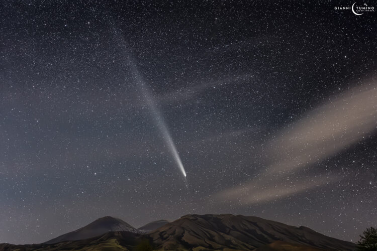 Comet Above the Quiet Mount Etna