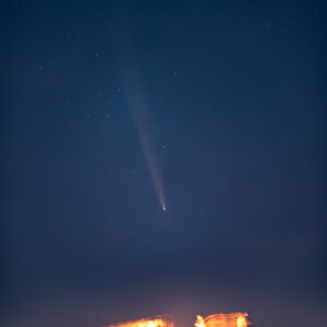 Comet Over the Dusty Sky of Central Desert