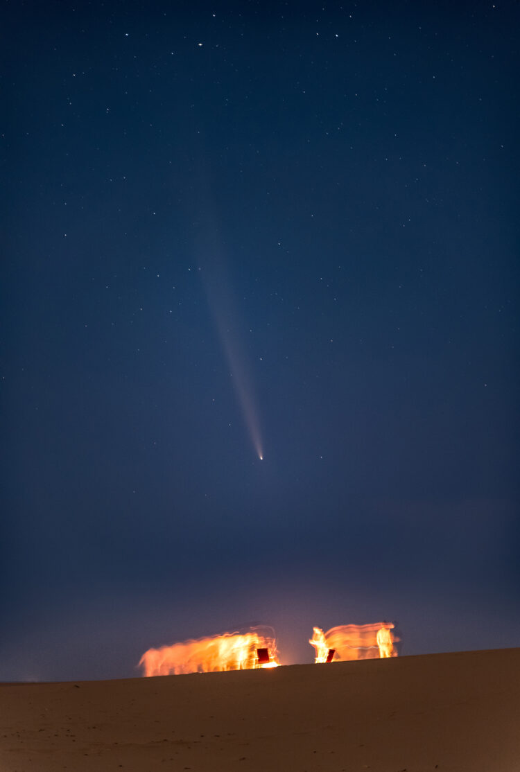 Comet Over the Dusty Sky of Central Desert