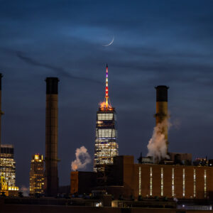 Thin Crescent Moon Over OneWTC