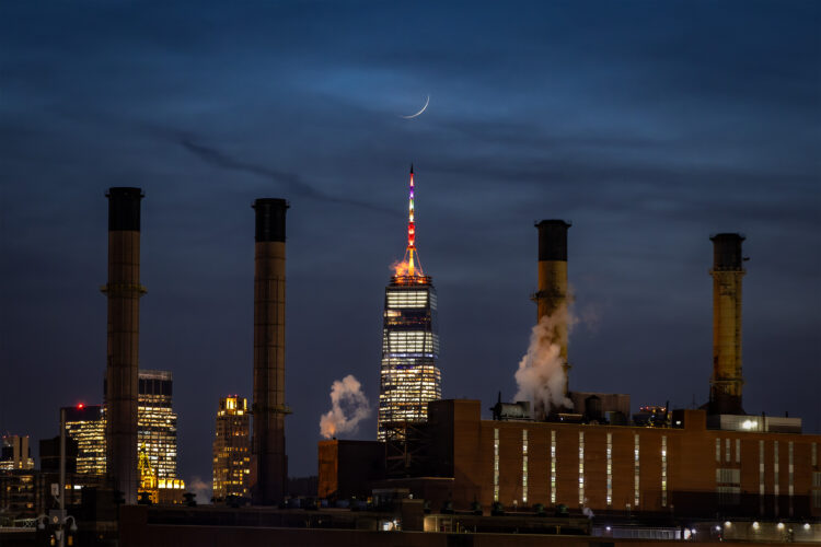 Thin Crescent Moon Over OneWTC