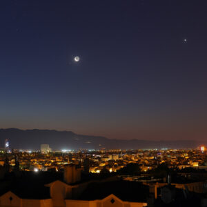 Earthshine Moon Meets Pleiades