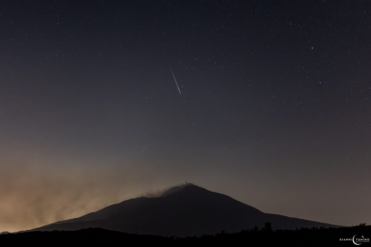 Meteor Over Mount Etna