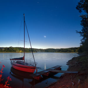 Venus and Jupiter Over Seč Lake