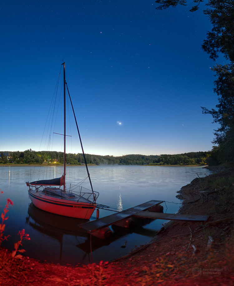 Venus and Jupiter Over Seč Lake