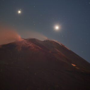 Venus and Jupiter Above Mount Etna