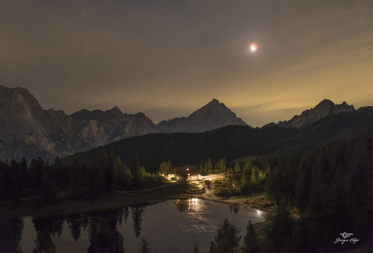 Lunar Eclipse Above Croda da Lago