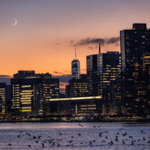 Autumn Moonset from Roosevelt Island