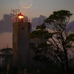 Sickle Moon and the Lighthouse